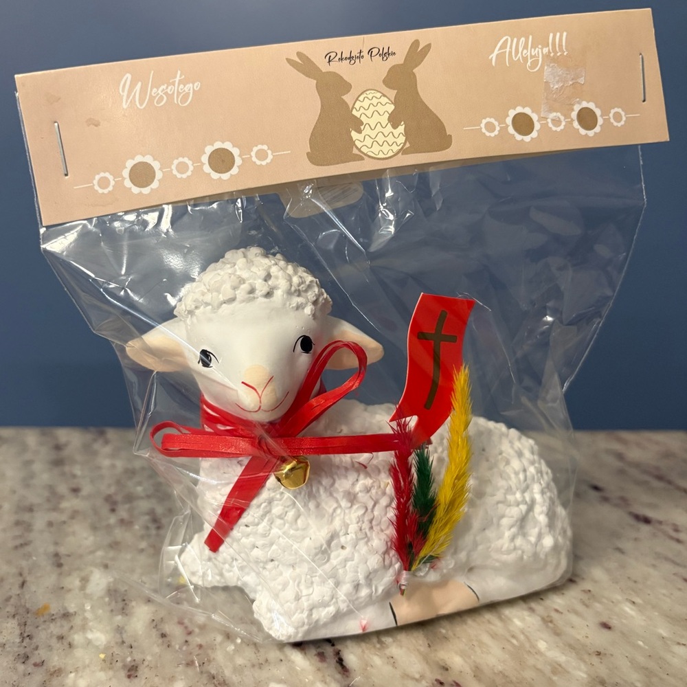 EASTER HALLELUJAH Sculpture | White Lamb Figurine | Polish Import Hand Crafted